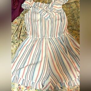 Red, white and blue stripped romper